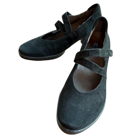 Wolky Black Suede Mid Heel Mary Jane Comfort Shoes size 39 US 8 - Picture 15 of 15